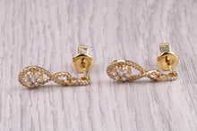 Load image into Gallery viewer, 20 MM Long Very Dressy Diamond set 18ct Yellow Gold Dropper Earrings