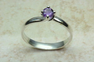 Silver Ring set with Natural Amethyst.February birthstone,Pisces Zodiac Gemstone.Perfect 16th,18th,21st birthday or Anniversary Gift.