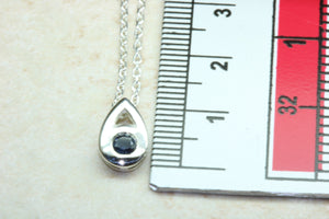 Natural Blue Sapphire Necklace.Real Silver Sapphire Pendant and Chain.September birthstone,Taurus Zodiac Gemstone.16th,18th,21st Present.