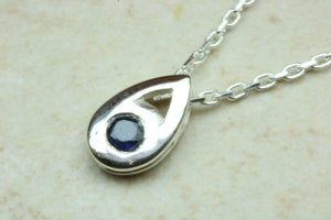 Natural Blue Sapphire Necklace.Real Silver Sapphire Pendant and Chain.September birthstone,Taurus Zodiac Gemstone.16th,18th,21st Present.