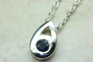 Natural Blue Sapphire Necklace.Real Silver Sapphire Pendant and Chain.September birthstone,Taurus Zodiac Gemstone.16th,18th,21st Present.