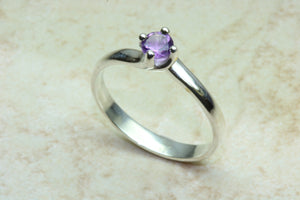 Silver Ring set with Natural Amethyst.February birthstone,Pisces Zodiac Gemstone.Perfect 16th,18th,21st birthday or Anniversary Gift.