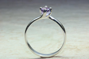 Silver Ring set with Natural Amethyst.February birthstone,Pisces Zodiac Gemstone.Perfect 16th,18th,21st birthday or Anniversary Gift.