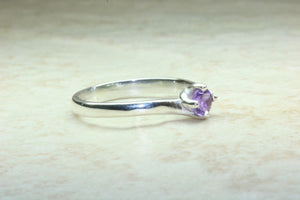 Silver Ring set with Natural Amethyst.February birthstone,Pisces Zodiac Gemstone.Perfect 16th,18th,21st birthday or Anniversary Gift.