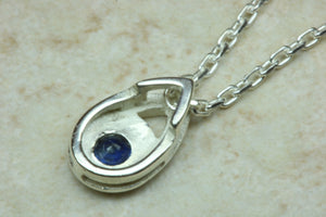 Natural Blue Sapphire Necklace.Real Silver Sapphire Pendant and Chain.September birthstone,Taurus Zodiac Gemstone.16th,18th,21st Present.