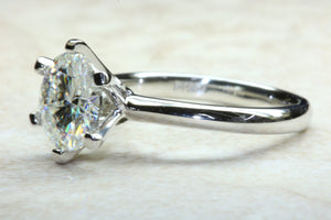 Charles and Colvard Forever One diamond solitaire, One carat diamond set in six claw platinum ring