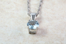 Load image into Gallery viewer, Natural Aquamarine Solitaire Pendant Set in 18ct White Gold With Chain. Round 0.85ct Real Aquamarine Pendant.March Birthstone,Scorpio Zodiac