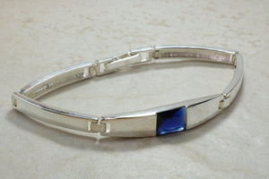 Silver Bracelet.C Z set sterling silver bracelet.Blue Sapphire look bracelet.Perfect Christmas,birthday,anniversary or graduation Gift