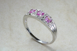 White Gold Pink Topaz and Diamond set Ring