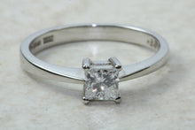 Load image into Gallery viewer, Princess cut Diamond Solitaire, Perfected in Platinum