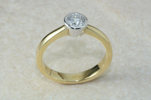 Bezel Set Yellow and White Gold Diamond Solitaire