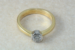 Bezel Set Yellow and White Gold Diamond Solitaire