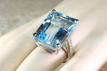 Load image into Gallery viewer, Very Very Large 60 carat Natural Blue Topaz set Yellow Gold Ring