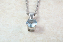 Load image into Gallery viewer, Natural Aquamarine Solitaire Pendant Set in 18ct White Gold With Chain. Round 0.85ct Real Aquamarine Pendant.March Birthstone,Scorpio Zodiac