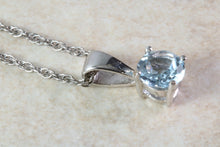 Load image into Gallery viewer, Natural Aquamarine Solitaire Pendant Set in 18ct White Gold With Chain. Round 0.85ct Real Aquamarine Pendant.March Birthstone,Scorpio Zodiac