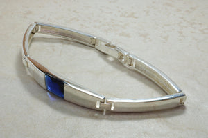 Silver Bracelet.C Z set sterling silver bracelet.Blue Sapphire look bracelet.Perfect Christmas,birthday,anniversary or graduation Gift
