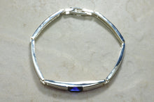 Load image into Gallery viewer, Silver Bracelet.C Z set sterling silver bracelet.Blue Sapphire look bracelet.Perfect Christmas,birthday,anniversary or graduation Gift