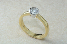 Load image into Gallery viewer, Bezel Set Yellow and White Gold Diamond Solitaire