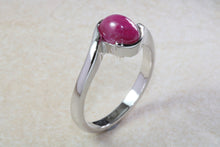 Load image into Gallery viewer, Silver Natural Oval Cabochon Ruby Ring. Suitable for ladies of all ages.Real Oval Ruby.July birthstone and Capricorn Zodiac Gemstone