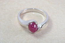 Load image into Gallery viewer, Silver Natural Oval Cabochon Ruby Ring. Suitable for ladies of all ages.Real Oval Ruby.July birthstone and Capricorn Zodiac Gemstone