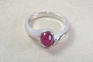 Silver Natural Oval Cabochon Ruby Ring. Suitable for ladies of all ages.Real Oval Ruby.July birthstone and Capricorn Zodiac Gemstone