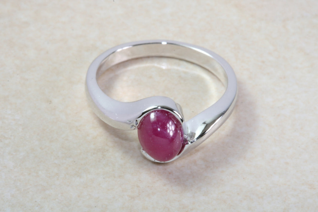 Silver Natural Oval Cabochon Ruby Ring. Suitable for ladies of all ages.Real Oval Ruby.July birthstone and Capricorn Zodiac Gemstone