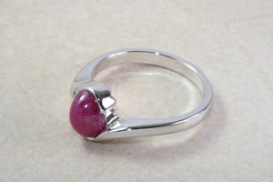 Silver Natural Oval Cabochon Ruby Ring. Suitable for ladies of all ages.Real Oval Ruby.July birthstone and Capricorn Zodiac Gemstone