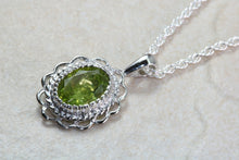 Load image into Gallery viewer, Natural Peridot Gemstone Pendant.Sterling Silver Peridot Necklace.Perfect 16th,18th,21st birthday or Anniversary Gift.Pendant with Chain