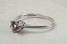 Load image into Gallery viewer, Simple Natural Morganite Solitaire. 18ct White Gold. Simple ring set with over Half carat Round cut Morganite