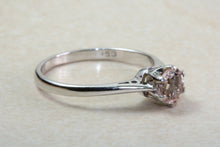 Load image into Gallery viewer, Simple Natural Morganite Solitaire. 18ct White Gold. Simple ring set with over Half carat Round cut Morganite
