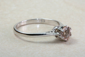 Simple Natural Morganite Solitaire. 18ct White Gold. Simple ring set with over Half carat Round cut Morganite