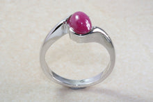 Load image into Gallery viewer, Silver Natural Oval Cabochon Ruby Ring. Suitable for ladies of all ages.Real Oval Ruby.July birthstone and Capricorn Zodiac Gemstone