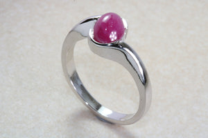 Silver Natural Oval Cabochon Ruby Ring. Suitable for ladies of all ages.Real Oval Ruby.July birthstone and Capricorn Zodiac Gemstone