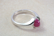 Load image into Gallery viewer, Silver Natural Oval Cabochon Ruby Ring. Suitable for ladies of all ages.Real Oval Ruby.July birthstone and Capricorn Zodiac Gemstone