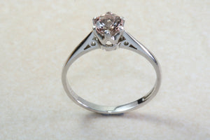 Simple Natural Morganite Solitaire. 18ct White Gold. Simple ring set with over Half carat Round cut Morganite