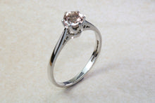 Load image into Gallery viewer, Simple Natural Morganite Solitaire. 18ct White Gold. Simple ring set with over Half carat Round cut Morganite