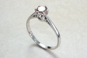 Simple Natural Morganite Solitaire. 18ct White Gold. Simple ring set with over Half carat Round cut Morganite