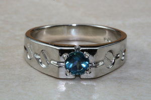 Gents London Blue Topaz set Sterling Silver Signet Ring