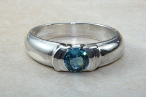 One carat Round cut Blue Topaz Ring