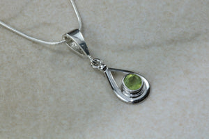 Natural Peridot Gemstone Pendant.Sterling Silver Peridot Necklace.Perfect 16th,18th,21st birthday or Anniversary Gift.Pendant with Chain