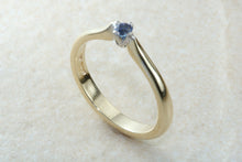 Load image into Gallery viewer, Simple Blue Sapphire solitaire ring, 9ct yellow and white gold, perfect gift solution for any occasion. September birthstone, Taurus zodiac