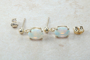Beautiful natural sparkly Opal dropper stud earrings, solid 9ct yellow gold, just the perfect gift for all of lifes occasions