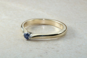 Simple Blue Sapphire solitaire ring, 9ct yellow and white gold, perfect gift solution for any occasion. September birthstone, Taurus zodiac