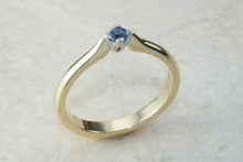 Load image into Gallery viewer, Simple Blue Sapphire solitaire ring, 9ct yellow and white gold, perfect gift solution for any occasion. September birthstone, Taurus zodiac