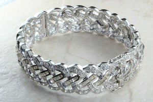 Very Dressy 10 carat Diamond set White Gold Hinged Bangle