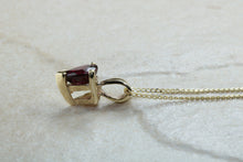 Load image into Gallery viewer, Natural Heart cut Garnet necklace set in solid 9ct yellow gold together with 16 inch gold chain