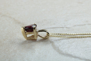 Natural Heart cut Garnet necklace set in solid 9ct yellow gold together with 16 inch gold chain