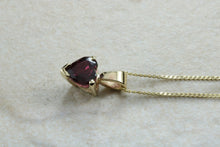 Load image into Gallery viewer, Natural Heart cut Garnet necklace set in solid 9ct yellow gold together with 16 inch gold chain