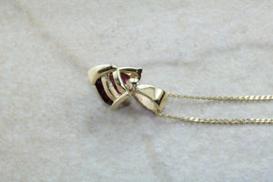 Natural Heart cut Garnet necklace set in solid 9ct yellow gold together with 16 inch gold chain