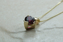 Load image into Gallery viewer, Natural Heart cut Garnet necklace set in solid 9ct yellow gold together with 16 inch gold chain